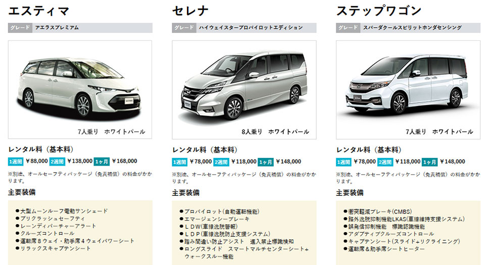 エスティマ、セレナ、ステップワゴン