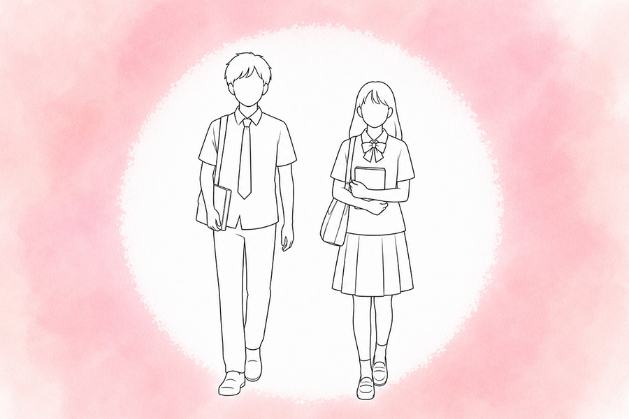 日本の一般的な男女の学生イメージ